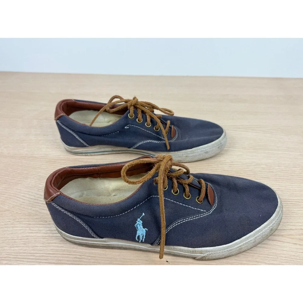 Polo Ralph Lauren Vaughn Blue Canvas Casual Sneakers Shoes‎ Mens Size 9D